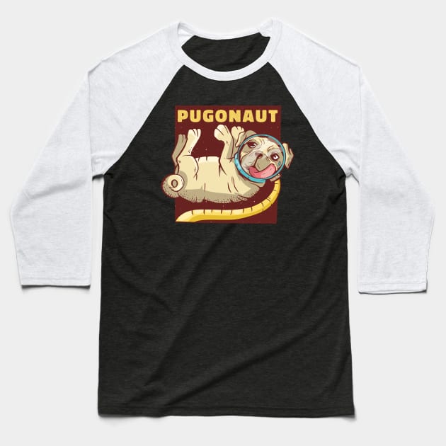 Pug Astronaut Baseball T-Shirt by HiFi Tees